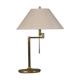 Lampe de table vintage en laiton avec abat-jour en tissu, Allemagne années 1970.