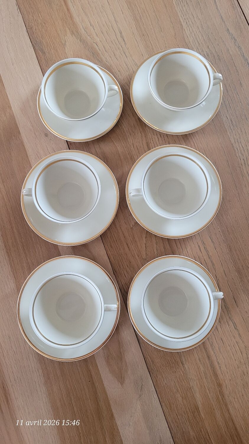 6 vintage Baudour Cerabel cups and saucers
