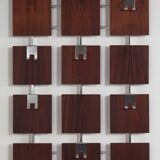 Rosewood wall coat rack with 14 hooks and a hat shelf, 1960s