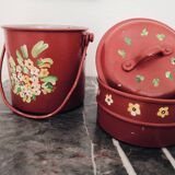 Painted pots and teapot
