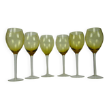 6 cut glass stemmed glasses, decorated with grapes