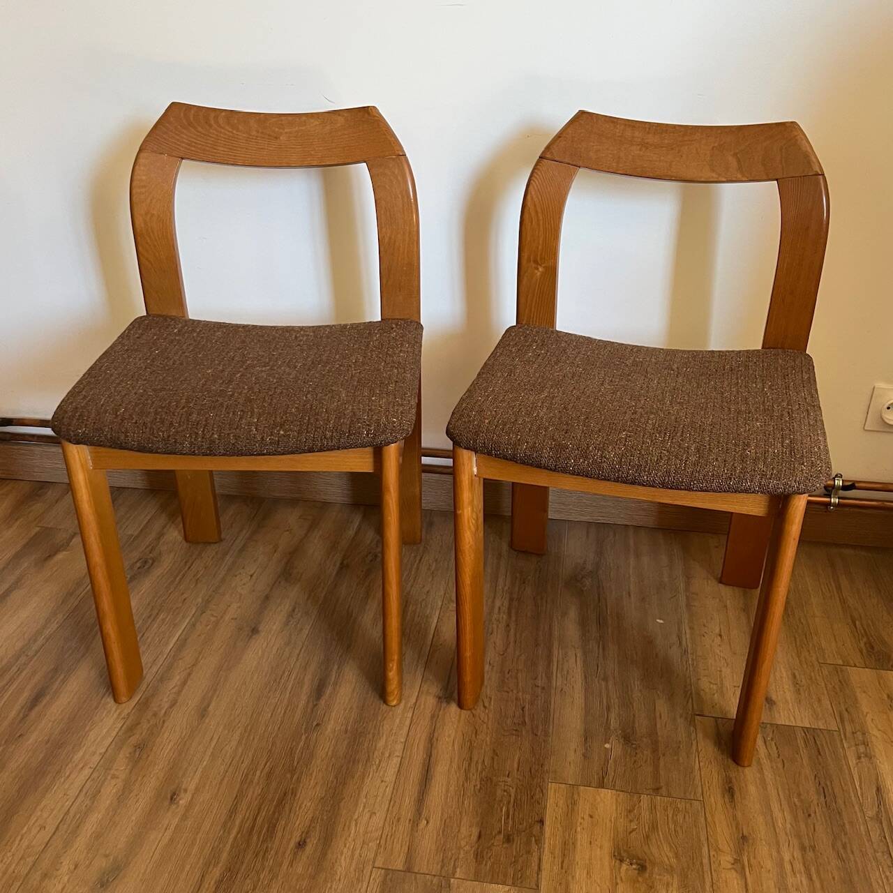 2 wooden chairs