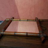 Ancien miroir bois style bambou décoration 38x45 vintage