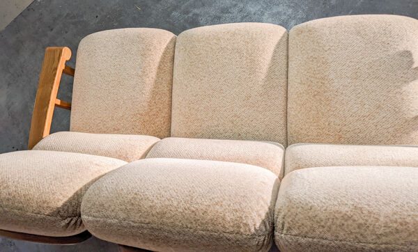 Canapé Maison Regain orme massif vintage 1980