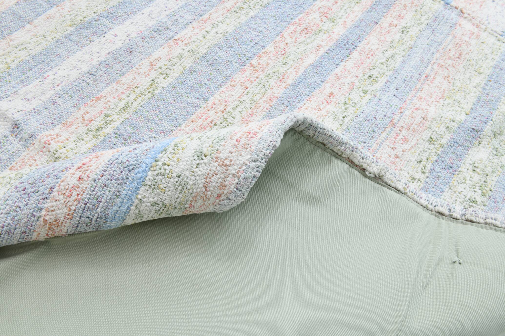 Light Blue & Off White Striped Kilim Rug, 230x310Cm