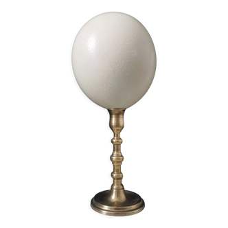 Ostrich egg, brass base early twentieth H27cm