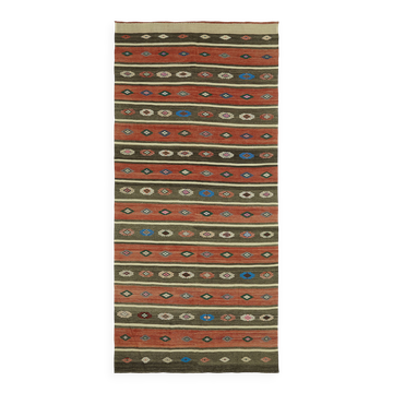 Turkish Handmade Vintage Anatolian Kilim 170 cm x 348 cm
