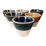 Set of 6 glazed stoneware planters
