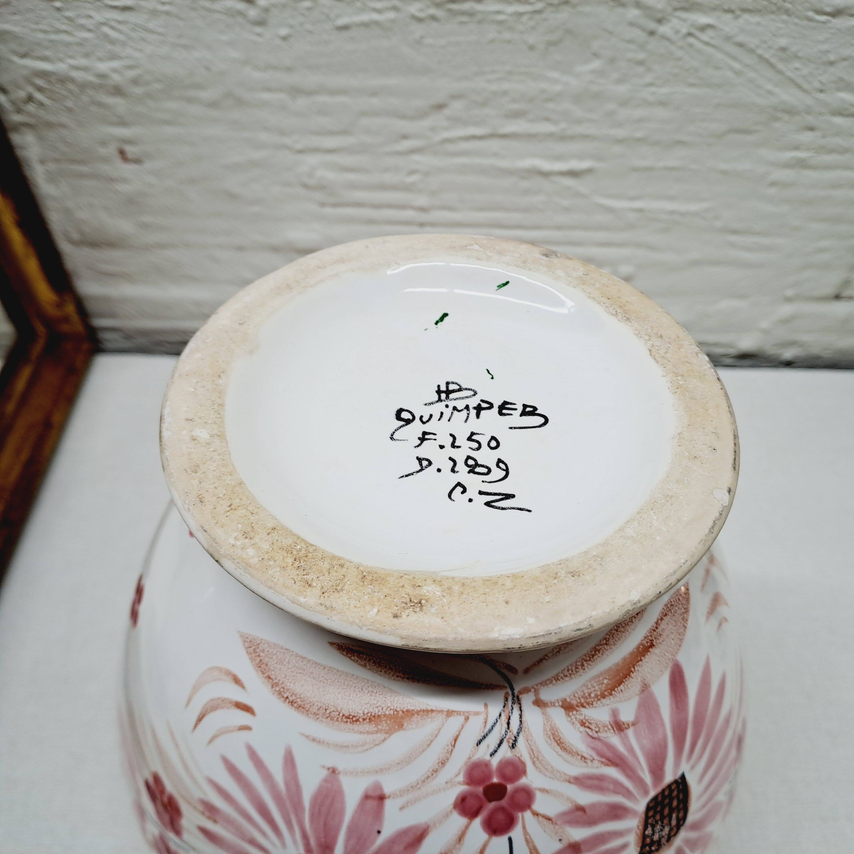 Quimper vase pink flowers