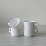 4 white retro espresso cups