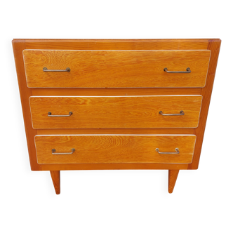 Vintage wooden chest of drawers, white braid