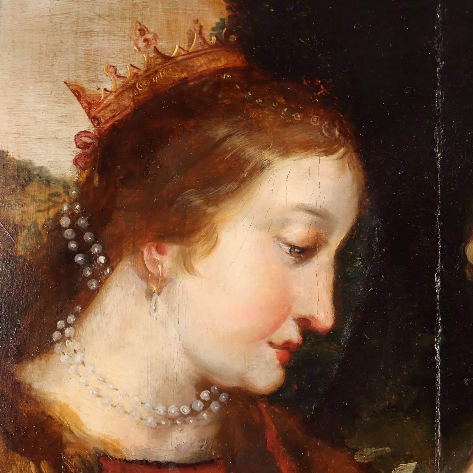 Ancient painting "The Mystic Marriage of Saint Catherine" 16th century