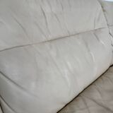 Old 3-seater beige leather sofa designed by Carl Larsson De Sede, vintage 80s