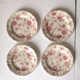 Set of 4 dessert plates flower pattern