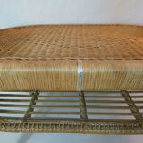 Old vintage rattan coffee table