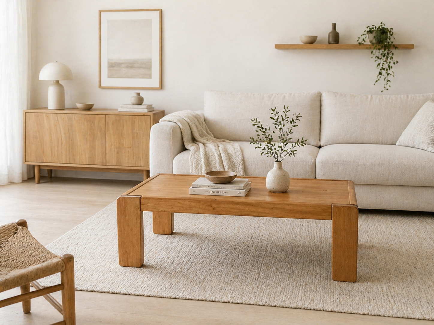 Coffee table in solid elm