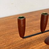 Teak candlestick in mid-century Danish string style, 1960s.
