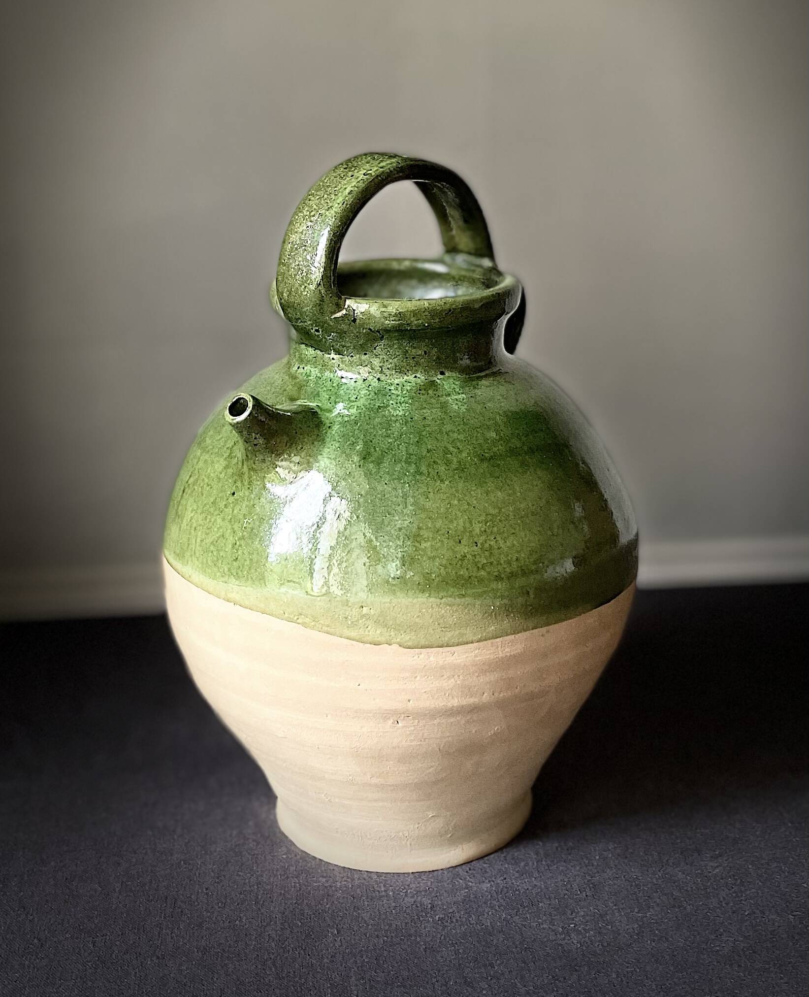 Green terracotta jar