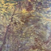 Vintage original oil painting forest landscape