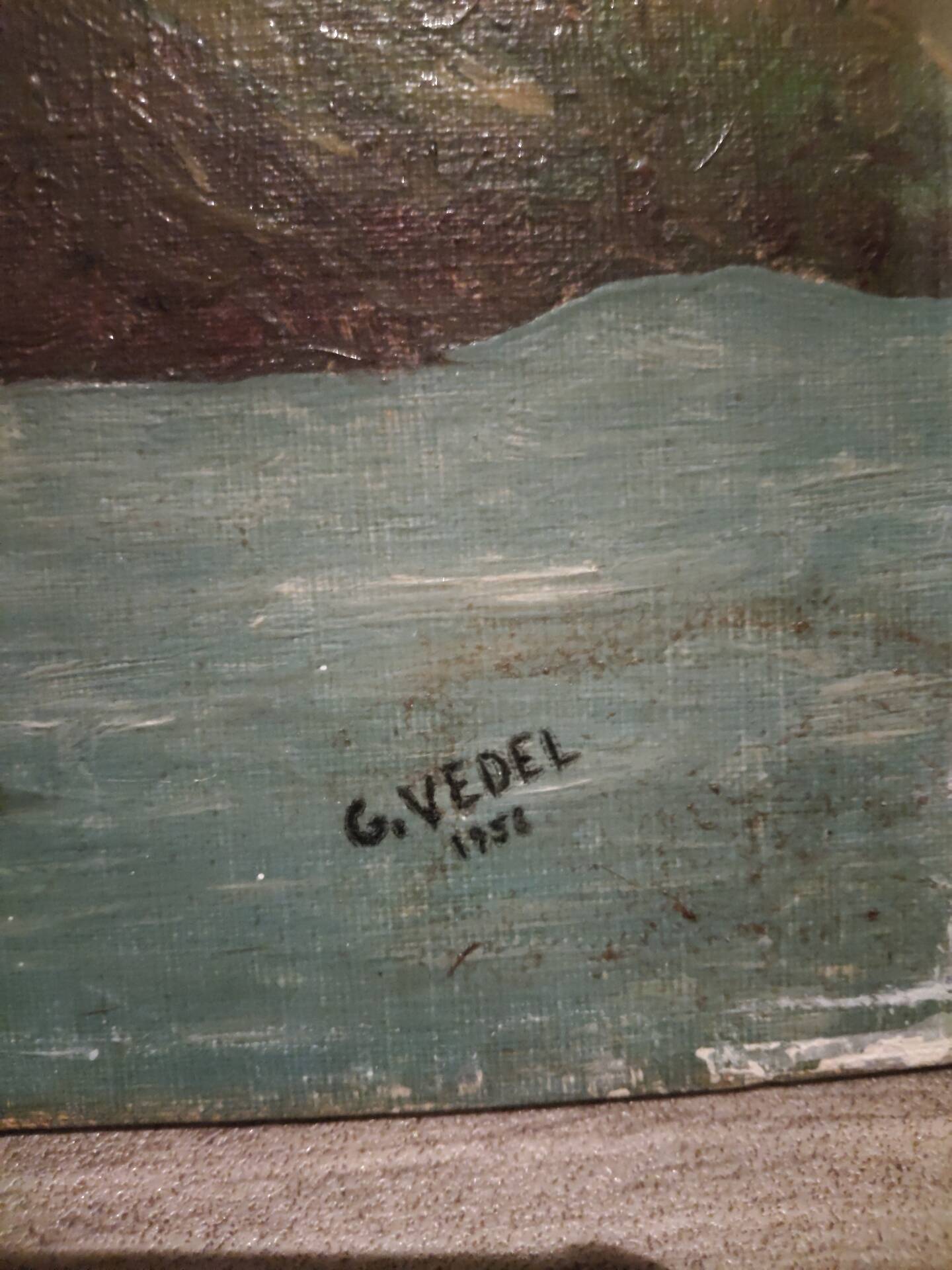Oil on canvas board signed G. Vedel, 1958