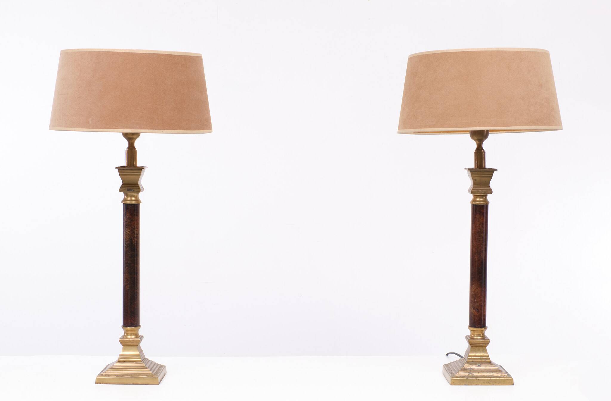 Set brass column table lamps 1970s de knudt belgium
