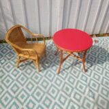 60s rattan coffee table