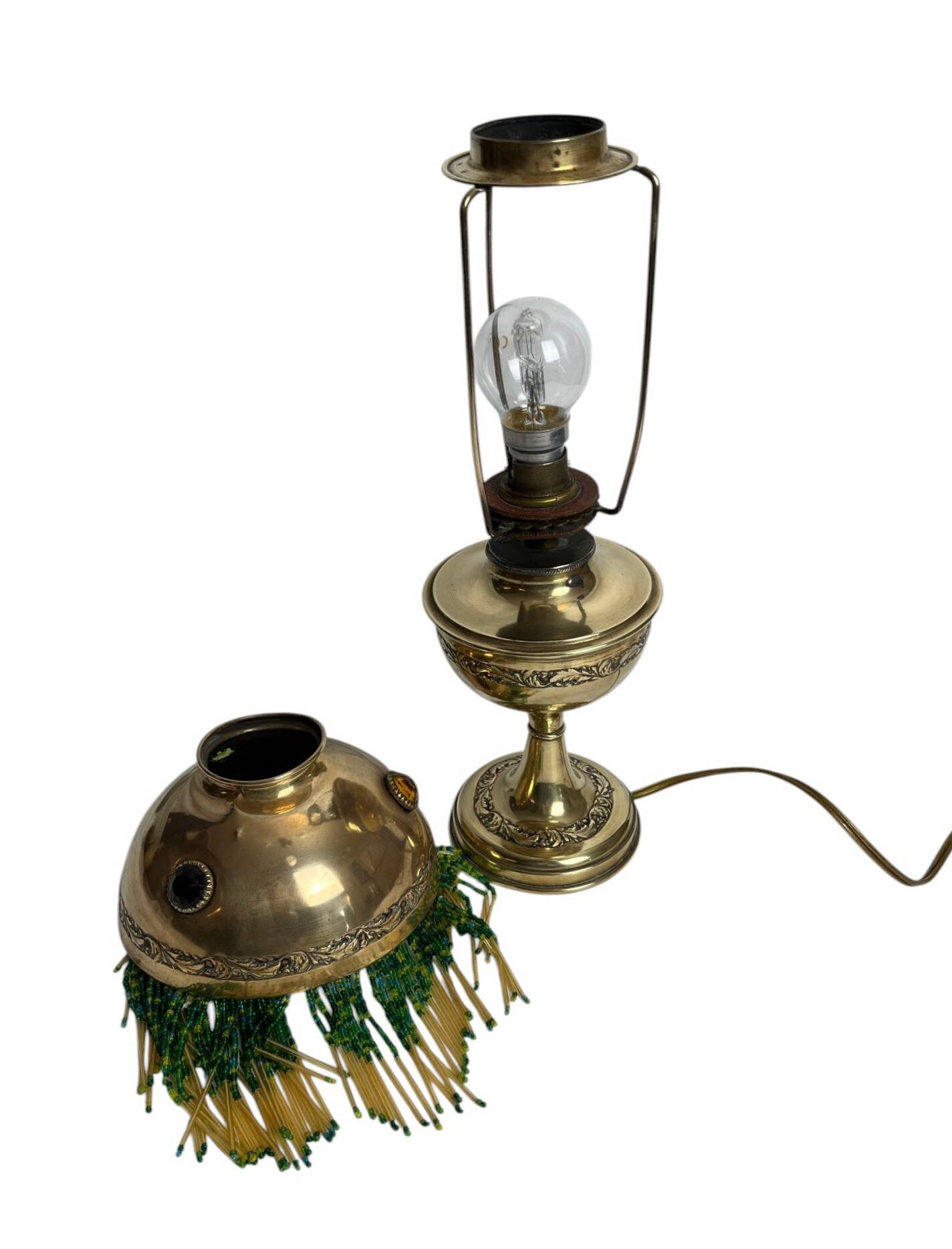 Art Deco Parisian lamp brass beads circa 1940