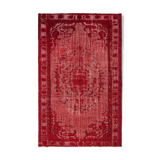 Handmade antique turkish 1980s 179 cm x 286 cm red carpet