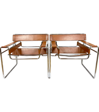 Fauteuil Wassily (réplica) – Design Marcel Breuer – Cuir Noir Et Acier – Neuf – Fabriqué Italie