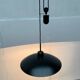 Postmodern vintage pendant lamp with counterweight by Metalarte, 1980s.
