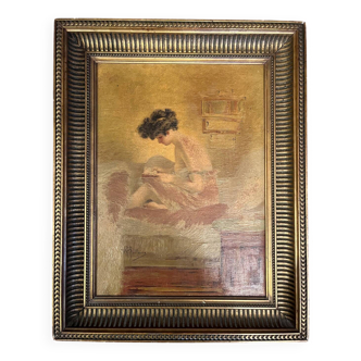 Oil on canvas Young girl reading