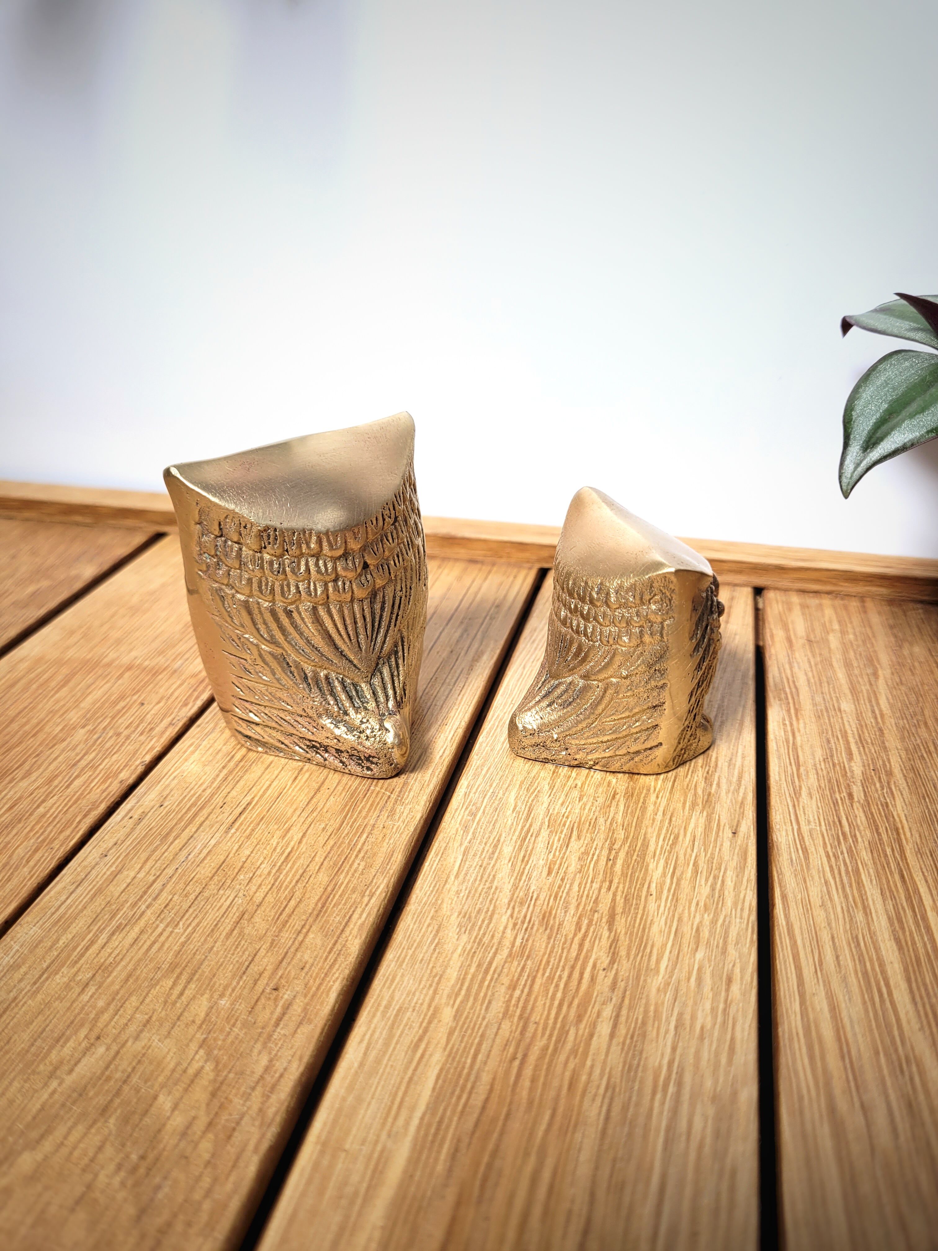Pair brass owls