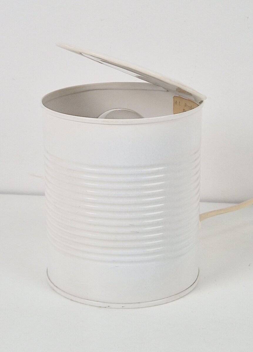 Pop Art White Metal Can Table Lamp by Vrieland, 1970s