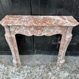 Louis XV Pompadour style fireplace in red Rance marble circa 1880