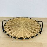 50s metal rattan tray