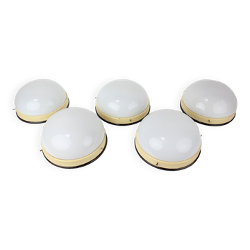 Set of five bauhaus flush mounts 1930s