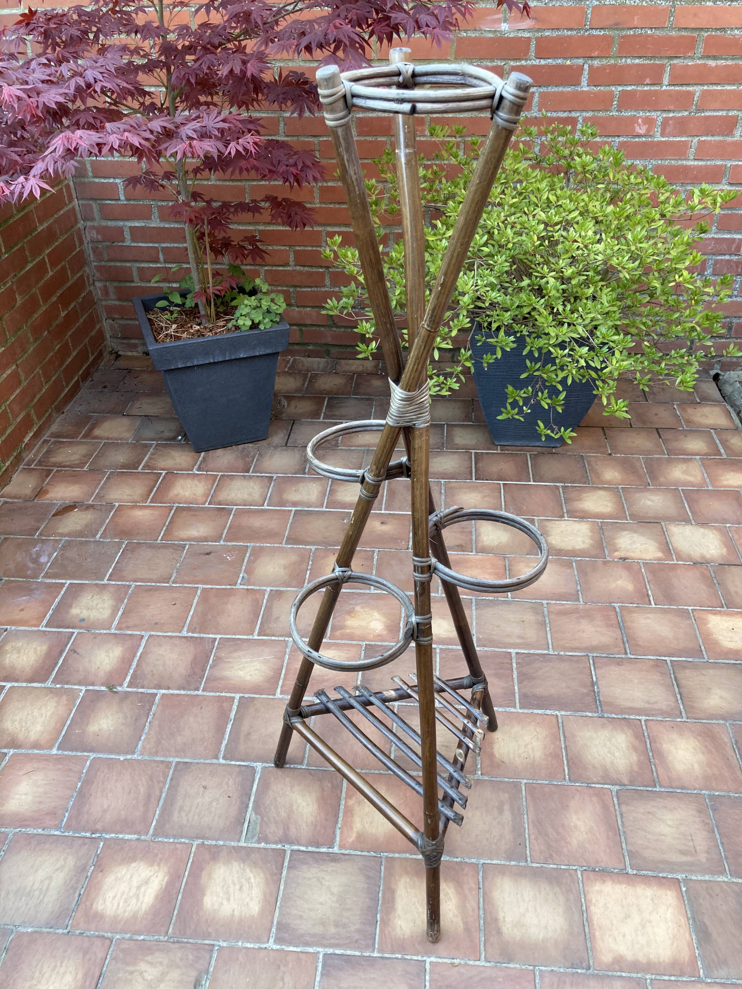 Vintage rattan plant holder