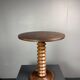 Midcentury brutalist wood turned side table, Charles Dudouyt style, 1950s