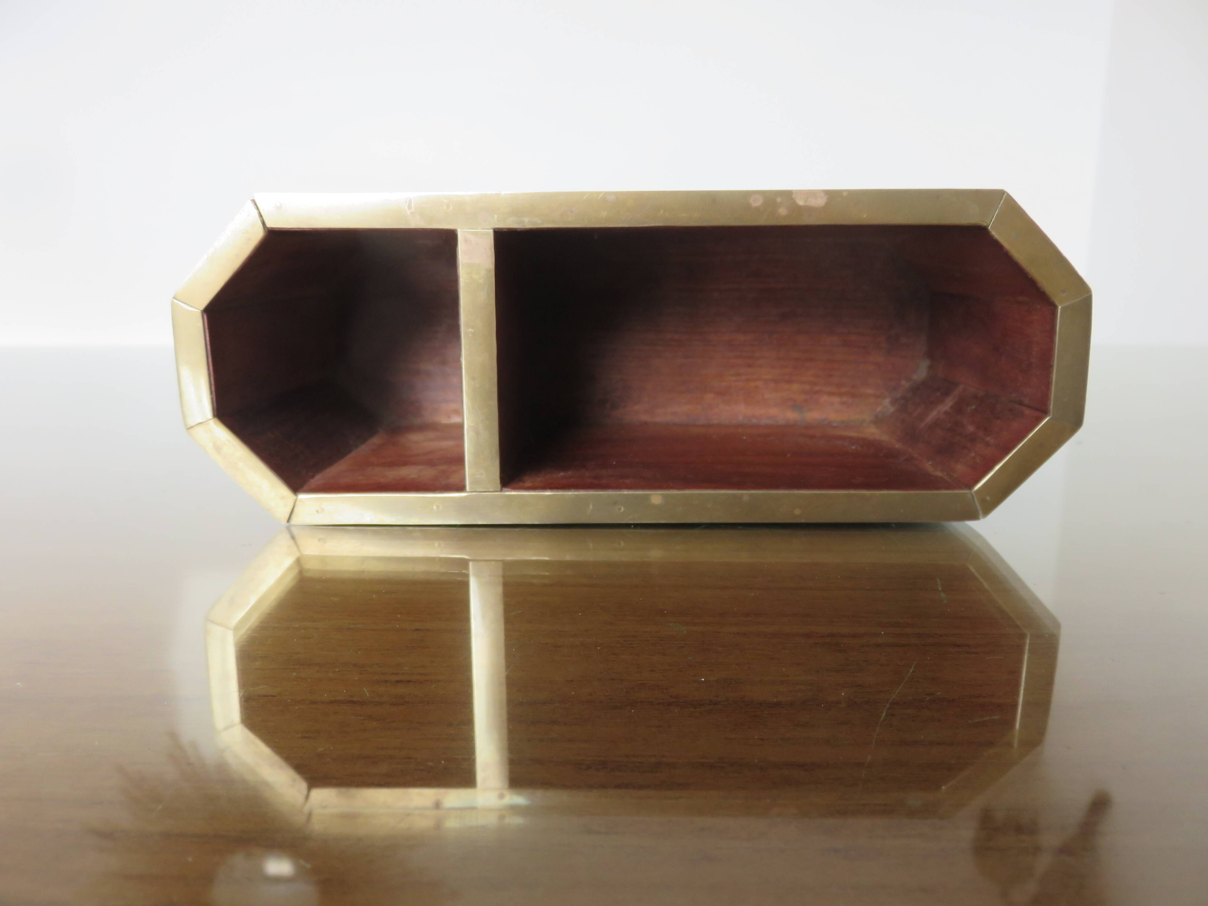 Porte crayon en palissandre et laiton 1970
