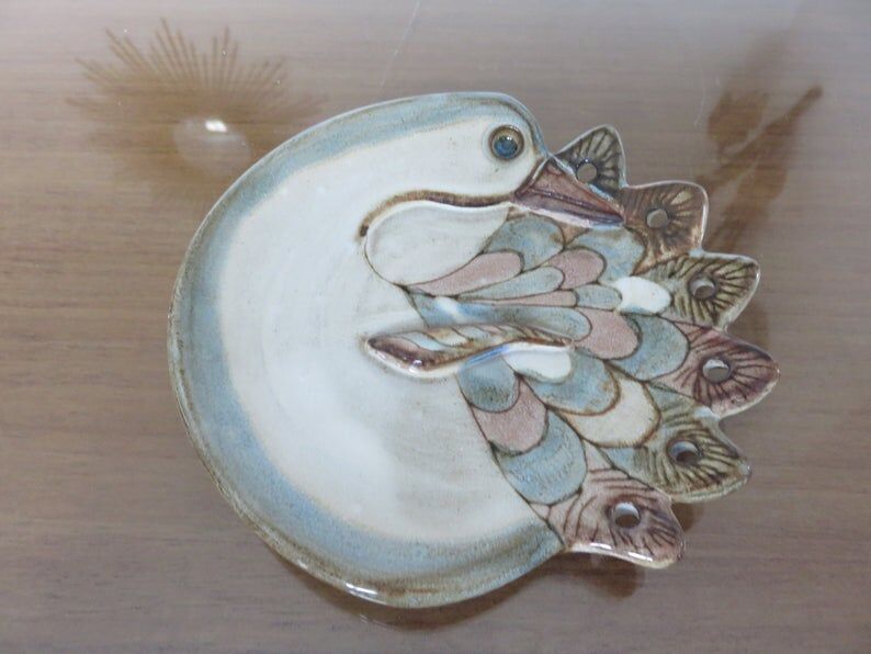 Empty ceramic pocket signed " bird " 60s 70s