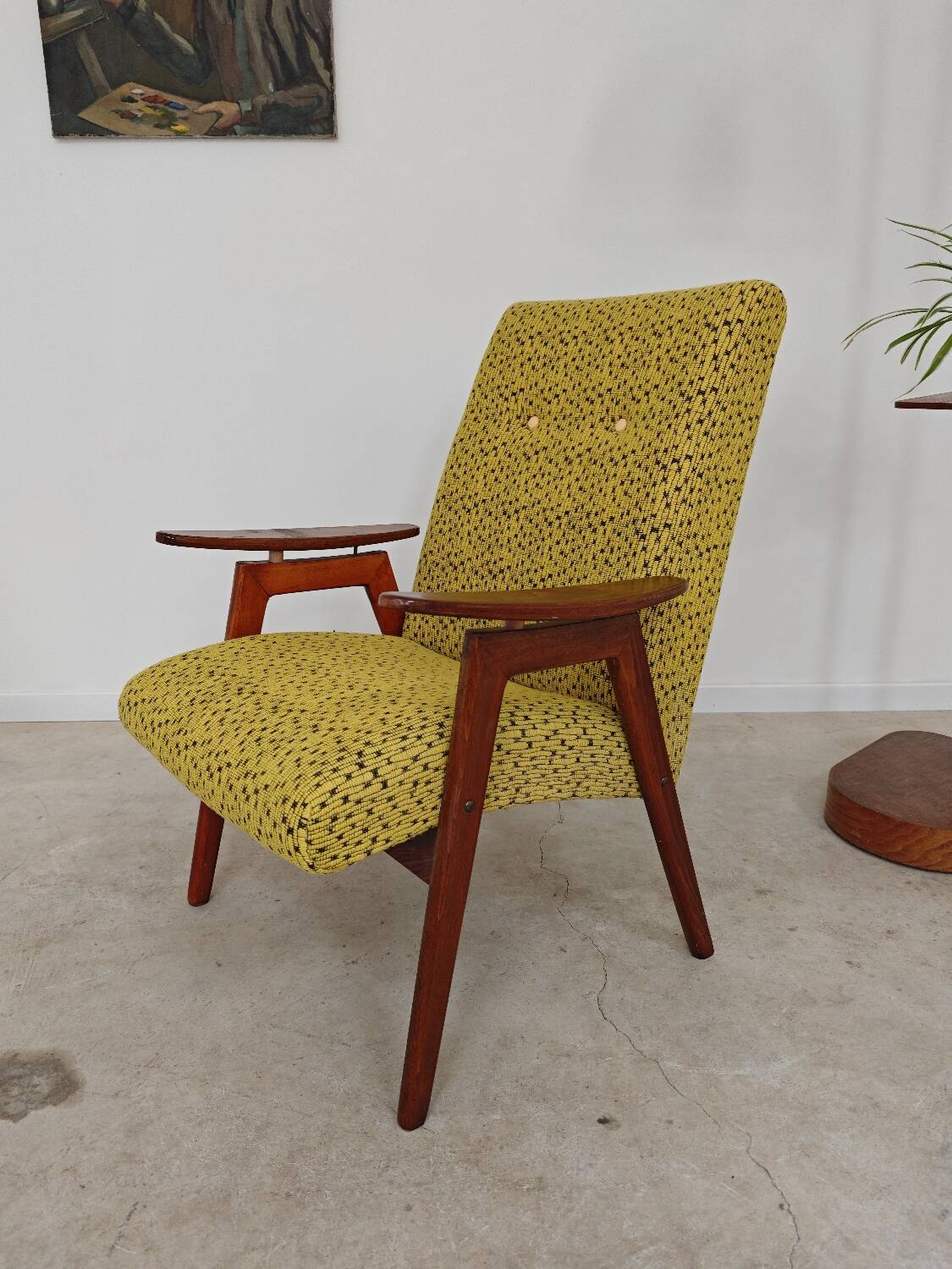 Pair of Yellow armchairs by Jaroslav Smidek for Ton (Thonet) Expo 58