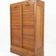 Double curtain cabinet in solid oak