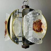 Amber mid-century chrome chandelier by Toni Zuccheri for Veart, Italy, 1970s.