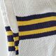Vintage Basque tablecloth and 5 napkins in blue and yellow herringbone cotton