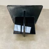 Side table end of sofa 70s in elm magnifying glass