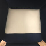 Pair of armchairs with velvet eared midnight blue , 1950's