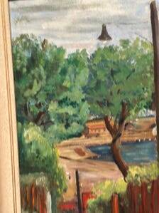 Original Swedish Oil on Canvas – “Village” by P. Agne – Signed – Vintage & Framed