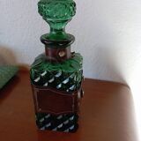 Ancienne carafe bouteille cuir whisky Vert émeraude