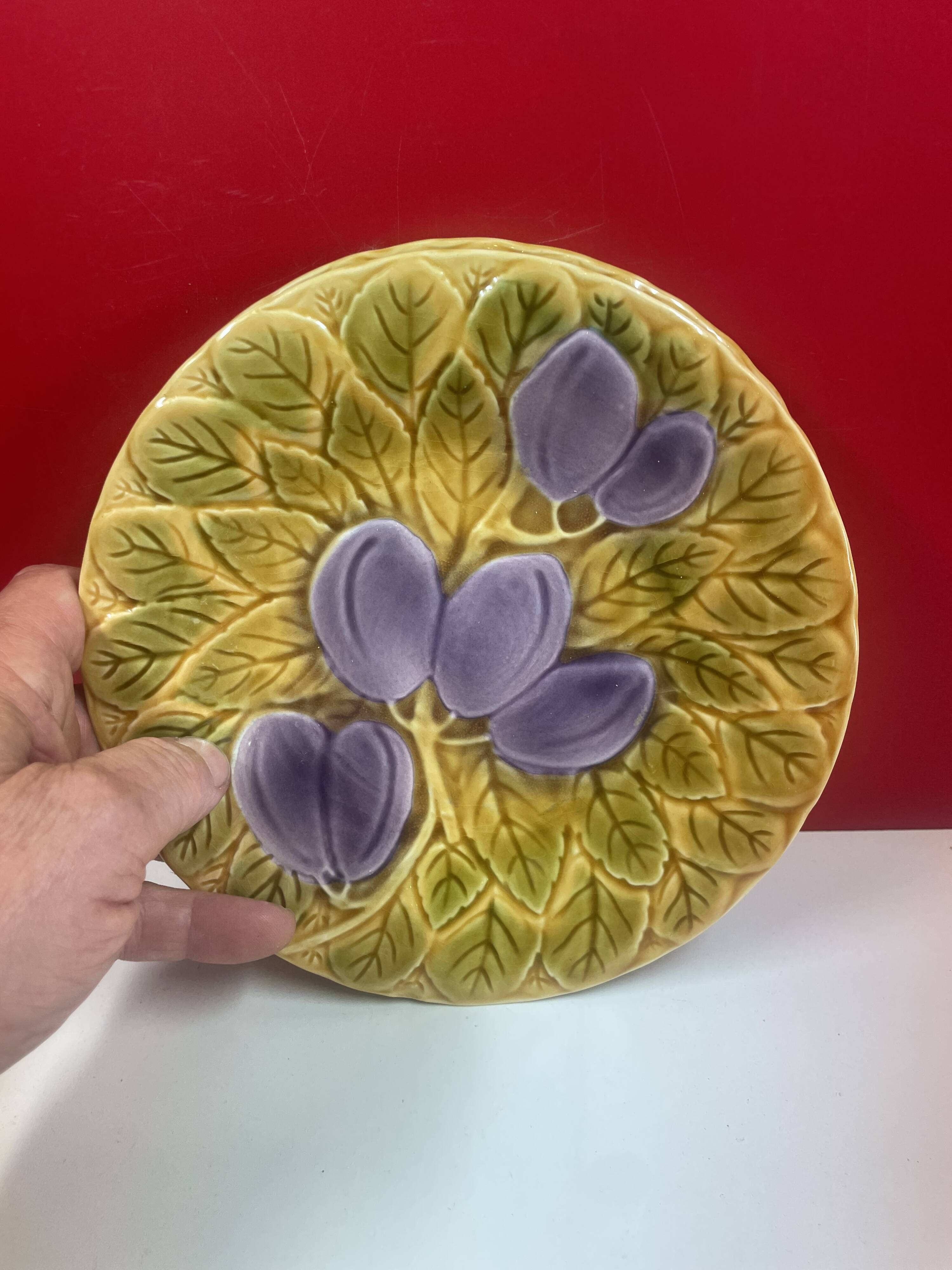 Complete service barbotine Sarreguemines dish + 12 Vintage Décor Fru plates