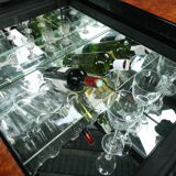 Coffee table in magnifying glass of elm by Paul Michel